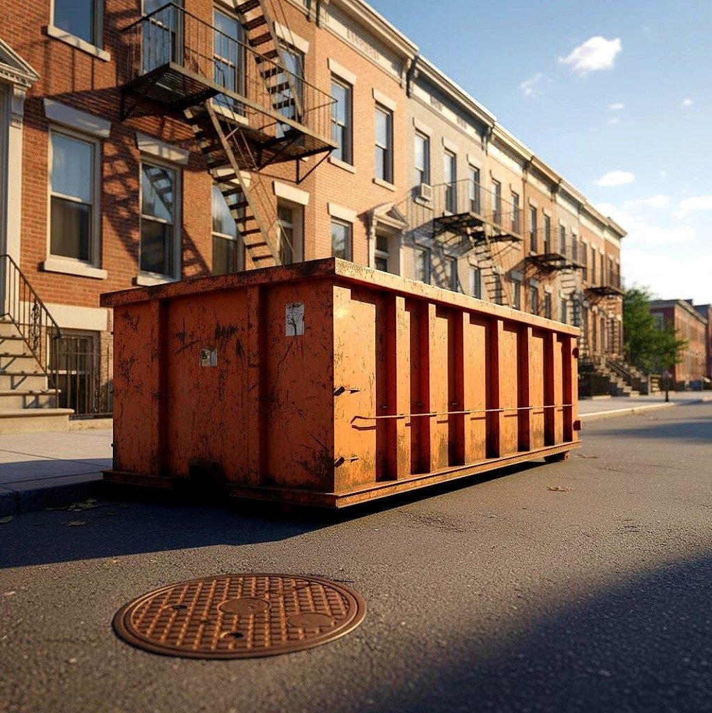 Hawkeye State Waste & Roll-Off Services roll-off container delivery on residential driveway in Des Moines